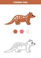 colore carino cartone animato tigre quoll. foglio di lavoro per bambini. vettore