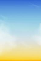 cielo blu con nube sfondo, vettore verticale spiaggia tramonto con giallo colore nel primavera, orizzonte bellissimo natura mattina Alba cielo nel soleggiato giorno estate, bandiera paesaggio sfondo