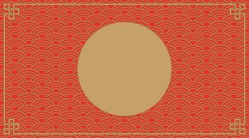 lunare Cinese nuovo anno decorazione bandiera, vettore oro telaio e Cinese onda modello, cinese tradizionale orientale ornamento nel rosso sfondo