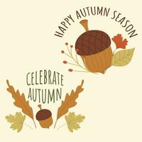 autunno e autunno stagione vacanza icona vettore arti. oggetti e cose in giro ottobre autunno stagione con arancia, Marrone, e verde naturale colore somigliante autunno stagione