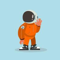 carino freddo astronauta indossare casco arancia maglione vettore illustrazione