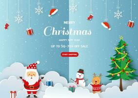 allegro Natale e contento nuovo anno vendita sfondo per sconto promozione, volantini, banner, brochure, sito web o carta vettore