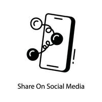 Condividere su sociale media scarabocchio icona design illustrazione. marketing simbolo su bianca sfondo eps 10 file vettore