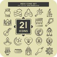 icona impostato India. relazionato per vacanza simbolo. mano disegnato stile. semplice design modificabile. semplice illustrazione vettore
