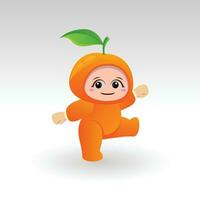 vettore arancia frutta kawaii cartone animato personaggio vettore divertente arancia frutta kawaii illustrazione