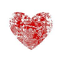 inchiostro impronta digitale cuore amore, romantico limatura simbolo vettore