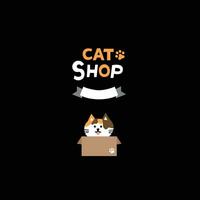 gatto testa emoji vettore. vettore illustrazione di un' promozionale negozio con nero gatto seduta nel un' cartone scatola su un' nero sfondo.