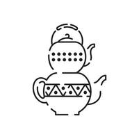 tazza di tè linea icona icona. teiera o samovar piatto icona. magro linea segni per design logo, visitare carta. simbolo per ragnatela design o mobile app. tazza schema pittogramma. vettore