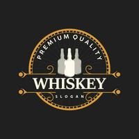 whisky logo, bevanda etichetta design con vecchio retrò Vintage ▾ ornamento illustrazione premio modello vettore