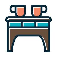 caffè tavolo vettore di spessore linea pieno buio colori icone per personale e commerciale uso.