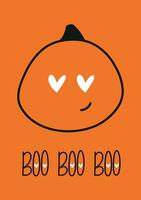 contento Halloween cartolina per bambini. carino mano disegnato carte con carino zucca e lettering frase boh. bello banner.vettore vettore