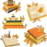 impostato collezione spazzola acquerello accogliente libro autunno autunno foglia vettore illustrazione