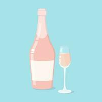 rosa Champagne bottiglia bicchiere vettore