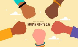 mano disegnato internazionale umano diritti giorno sfondo con mani vettore