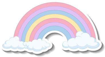 arcobaleno pastello isolato con adesivo cartone animato nuvole vettore