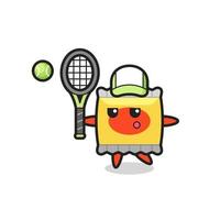 personaggio dei cartoni animati di merenda come giocatore di tennis vettore