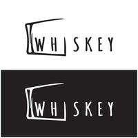 Vintage ▾ premio whisky logo etichetta con bicchiere o birra. per bevande, barre, club, caffè, aziende. vettore