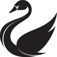 cigno lago emblema nel nero grazioso nero cigno logo vettore