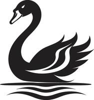 regale nero cigno icona silhouette cigno lago logo vettore