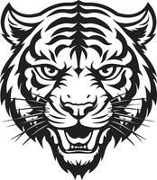 monocromatico tigre orgoglio emblema mezzanotte panthera opera d'arte vettore
