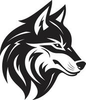 grazioso lupo viso logo alfa canino distintivo vettore
