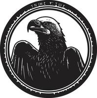 il ombreggiato avvoltoio marchio monocromatico avvoltoio viso logo vettore