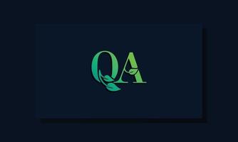 logo qa iniziale in stile foglia minimal vettore
