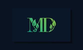 logo md iniziale in stile foglia minimal vettore