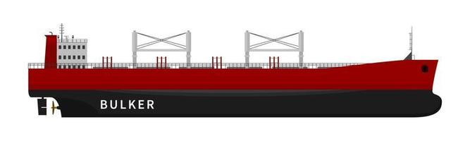 nave cargo rossa bulker su sfondo bianco vettore