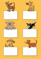 cartone animato cani e cuccioli con carte design impostato vettore