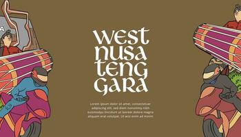 Vintage ▾ Indonesia ovest nusa tenggara design disposizione idea per sociale media o evento manifesto vettore