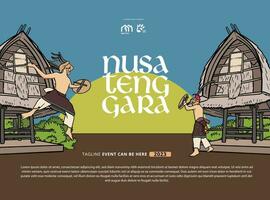 ovest nusa tenggara Indonesia cultura illustrazione design idea vettore