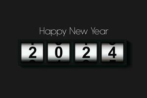 contento nuovo anno 2024 modello con digitale numeri. saluto concetto per 2024 nuovo anno celebrazione vettore