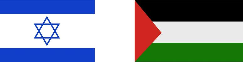 conflitto e tensione fra Palestina e Israele, Palestina e Israele bandiera piatto vettore illustrazione isolato su bianca sfondo