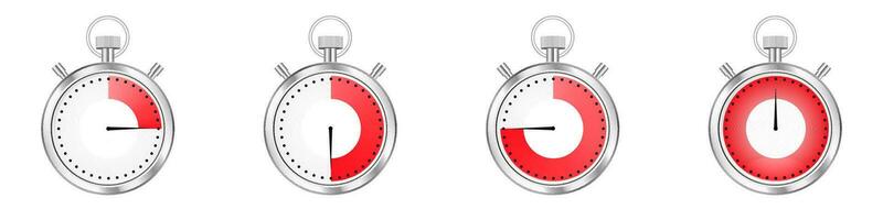cronometro con rosso riempire sbarra. Timer cronometro con preciso misurazione per tempismo e vettore concorsi