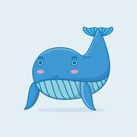 carino balena cartone animato illustrazione, carino mare animale cartone animato vettore