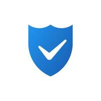 blu scudo con dai un'occhiata marchio icona. etichetta di ragnatela sicurezza e protezione contro virus e pirateria con obbligatorio utente dai un'occhiata e vettore firewall