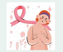 illustrazione del mese di consapevolezza del cancro al seno vettore