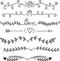 mano disegnato ornamento divisore collezione, mano disegnato clipart, frontiere clipart design elemento, scarabocchio divisori, mano disegnato linea frontiere, foglia disegno, Vintage ▾ ornamenti, decorazione elemento vettore