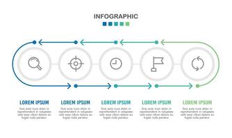 5 processi ciclo Infografica per attività commerciale per avere successo. strategia, pianificazione, rapporto, e diagramma. vettore illustrazione.