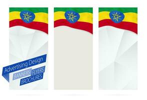 design di striscioni, volantini, opuscoli con bandiera di Etiopia. vettore