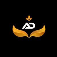 vettore monogramma lettera anno Domini logo design con d'oro bianca