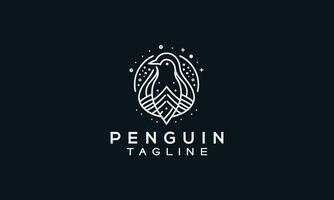 pinguino vettore logo icona minimalista linea arte