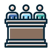 Tribunale giuria vettore di spessore linea pieno buio colori icone per personale e commerciale uso.