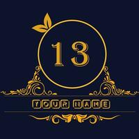 nuovo unico logo design con numero 13 vettore