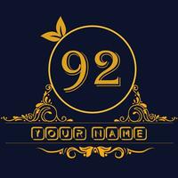 nuovo unico logo design con numero 92 vettore