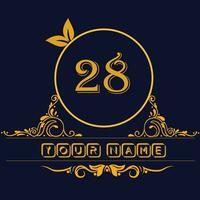 nuovo unico logo design con numero 28 vettore