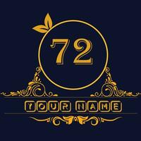 nuovo unico logo design con numero 72 vettore