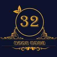 nuovo unico logo design con numero 32 vettore