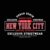 design tipografico di abbigliamento urbano di New York City vettore